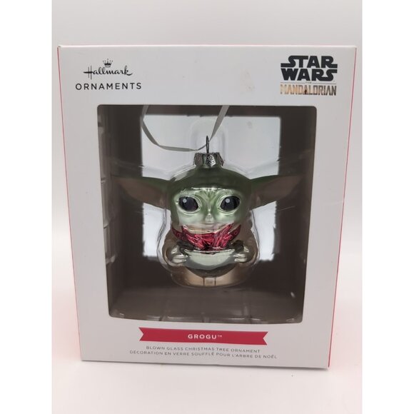 Grogu Blown Glass Christmas Ornament Star Wars The Mandalorian 4.5 inches - Picture 2 of 4